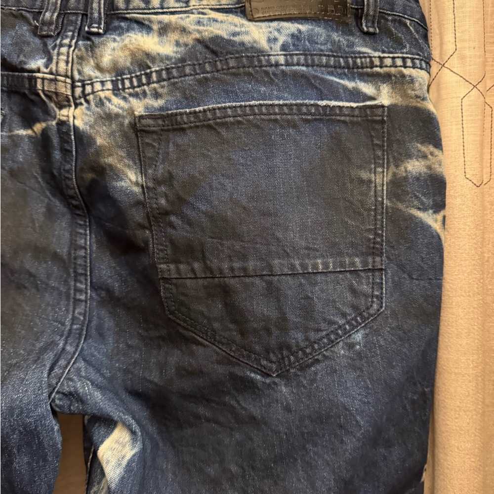 Smoke rise Ny Men's Distressed Blue Jeans - Picture 8 of 9